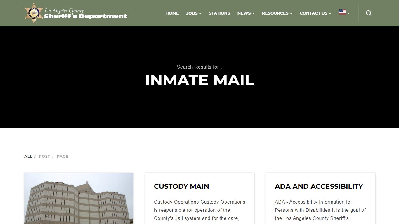 inmate mail - Los Angeles County Sheriff's Department